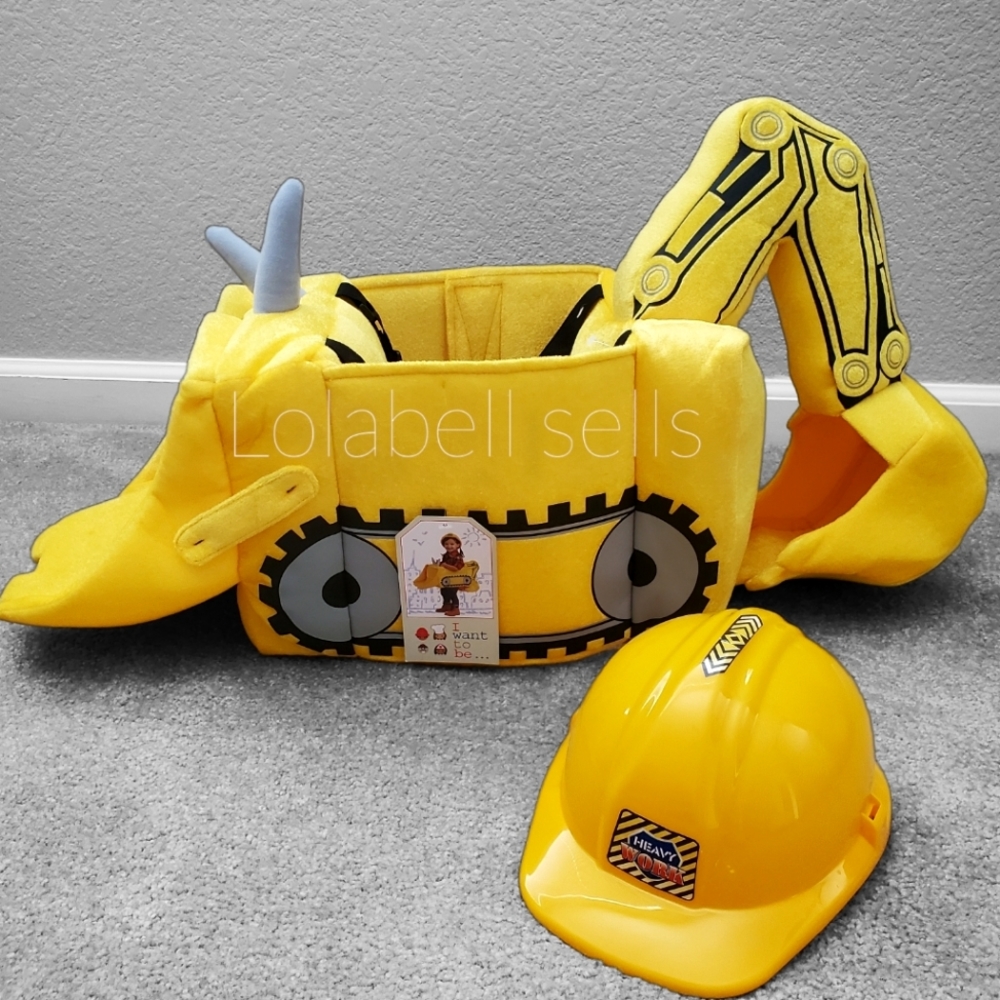 Excavator Costume Construction Worker Costume Bulldozer Hard Hat Yellow Blippe